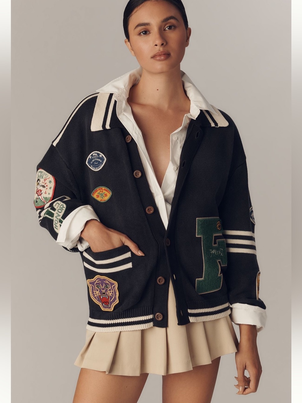 FOUND Varsity Patch Cardigan